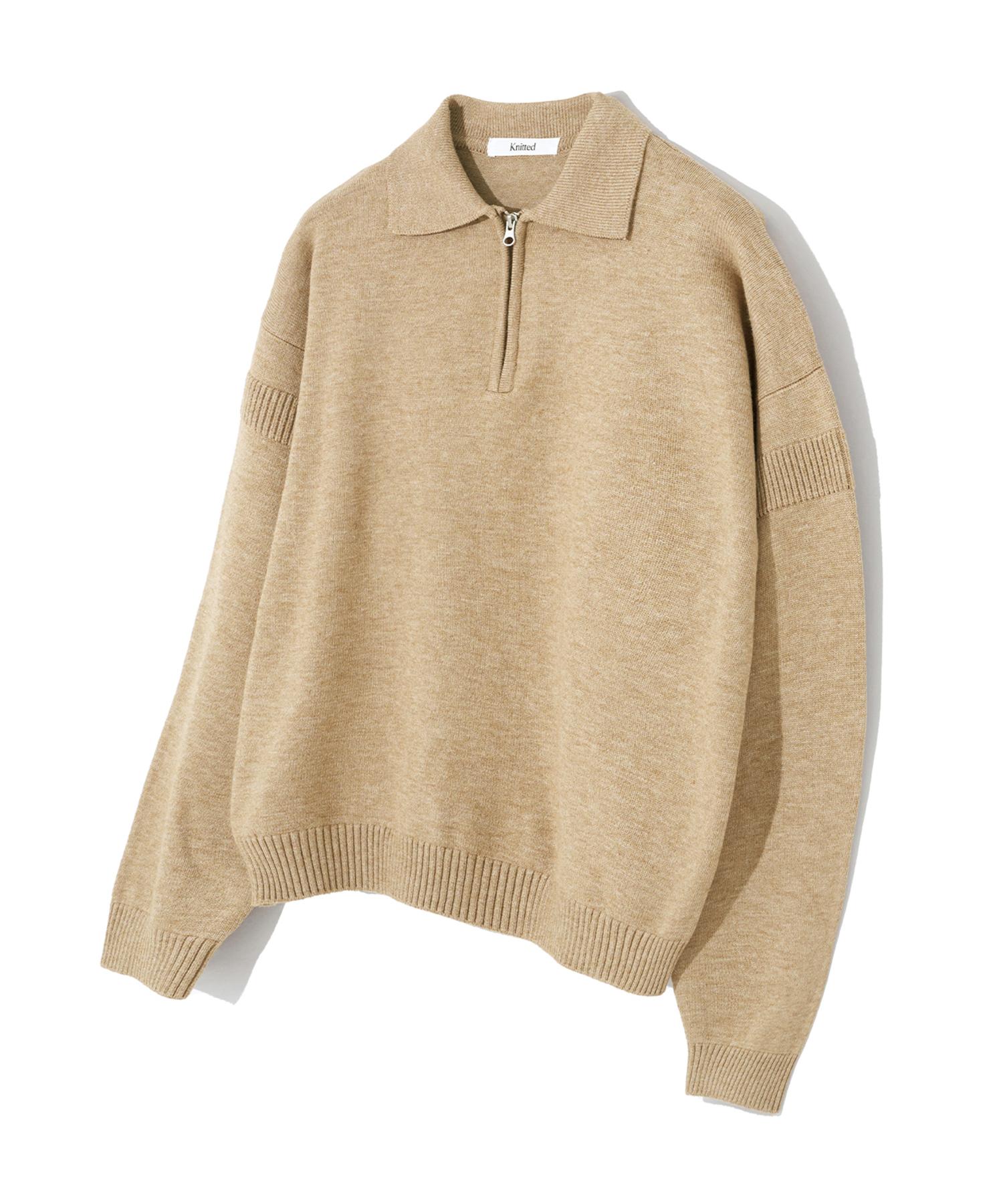 Nitied Viscose Washable Half Zip Knit Beige L