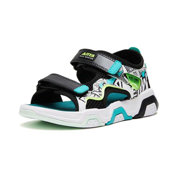 Anta Anti-Slip Shock Absorbing Durable Childrens Sandals Kids Sandals White Green 312329983-3