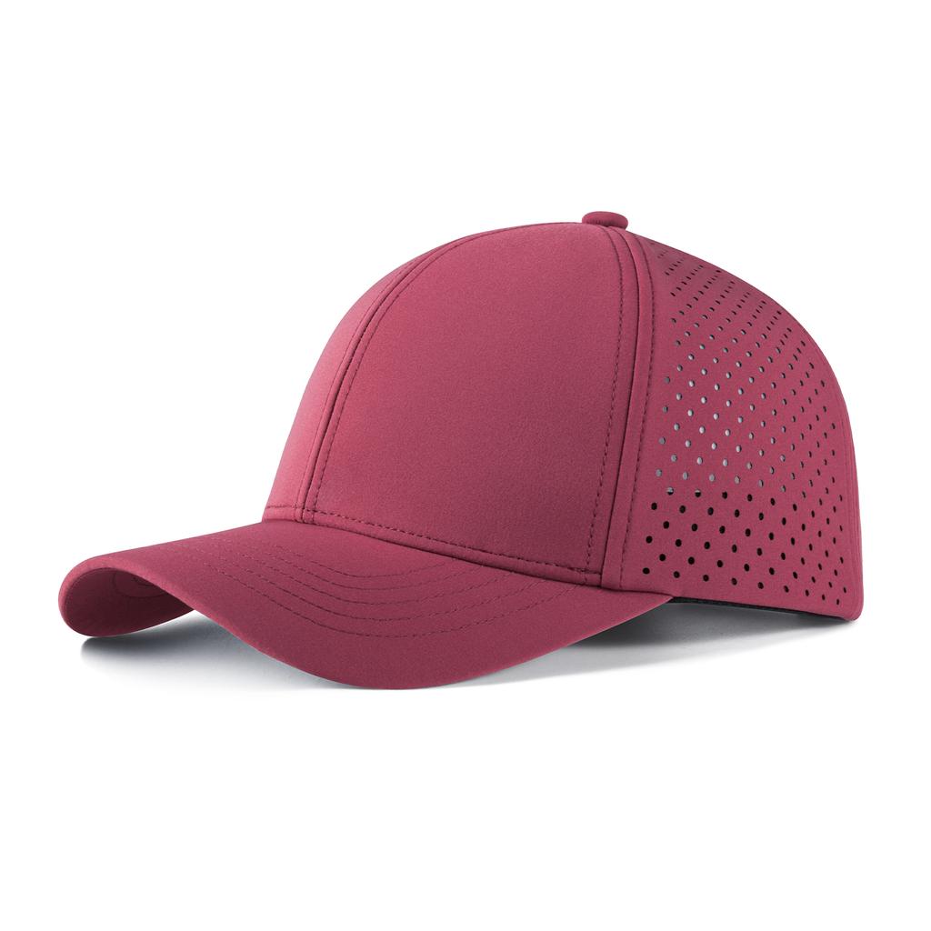 VOBOOM Men Quick Dry Baseball Cap Laser Cut Mesh Ball Curved Brim Snapback Hat Outdoor Running Travel Black Hat