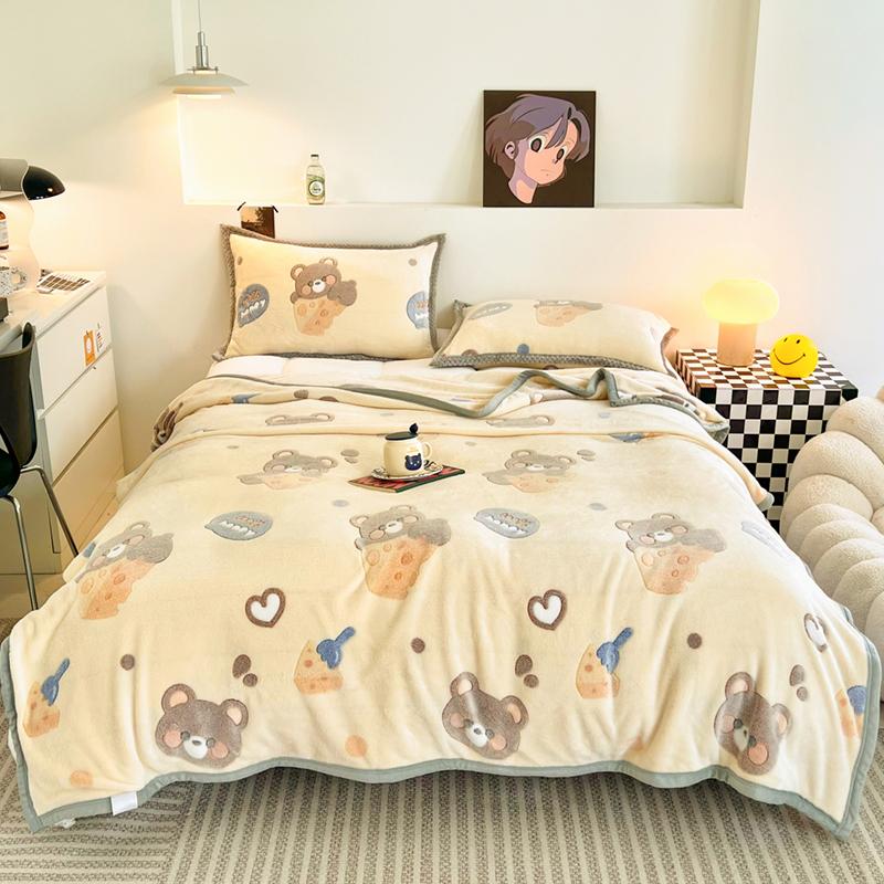 1pc Skin-friendly Blanket Cute Cartoon Bedspread Flannel Blankets Warm Sofa Towel Nap Shawl Cobijas De Camas (No Pillowcase)