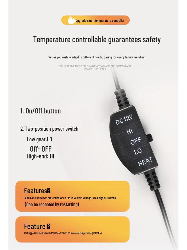 Graphene Heated Winter Car Seat Cushion with Multi-Level Temperature Control & Non-Slip Design