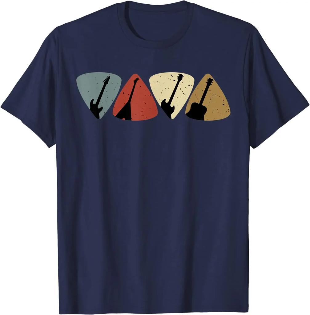 Retro Vintage Guitar Pick Player Guitarist Bassist Musician T-Shirt Cotton Daily Four Seasons Men Clothing Hombre Aesthetic