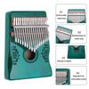 Uxcell 17-Key Thumb Piano, Blue Mini Portable Finger Piano with Solid Koa Wood Floral Handrail, Tuning Hammer, and Music Notebook, Gift for Adults