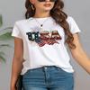 Maglietta estiva girocollo stampata, alla moda, casual, carina, a maniche corte, da donna, in puro cotone