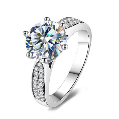 Japan und Südkorea heißer S925 Inset 3ct Zirkon klassische sechs Krallen Sternenlicht Königin Ring an Freundin Valentinstag Geschenk