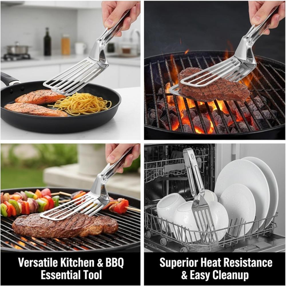 Stainless Steel Serving Tongs Fish Gripper Pizza Clip Grill Tongs Heat Resistant for Steak Frying Salad Kitchen Cooking Tool Set