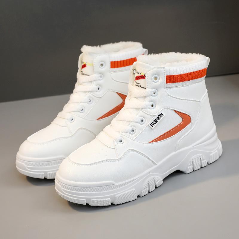 

[Customized] Q3551 new color matching women s shoes 2025 winter middle help velvet to keep warm and increase height thick-soled sports break 35