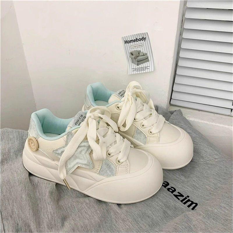 Star board women's shoes student platform white shoes sports versatile casual bread shoes