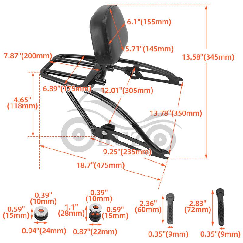 Harley Street 750/500 XG Modified Backrest & Touring Luggage Rack