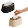 Large Opening Tissue Box with Lid Smooth Wooden/Plastic Cover Napkin Storage Case Built-in Spring Space-saving Napkin Container