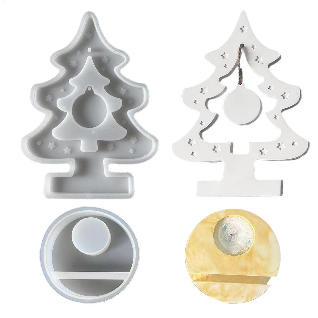Moule Porte-Bougie Sapin de Noël 2 Pièces Moule Béton Art Artisanat Pour Table Décoration Maison Chambre Fête Dîner Pièce Maîtresse