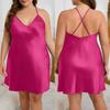 Large size camisole nightgown women's new solid color ice silk nightgown