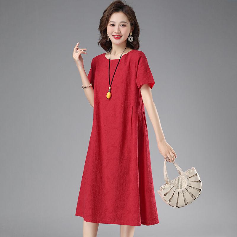 Mom's 2023 Summer Cotton Linen Dress: Stylish, Slimming Fashion for Middle-Aged & Elderly Women