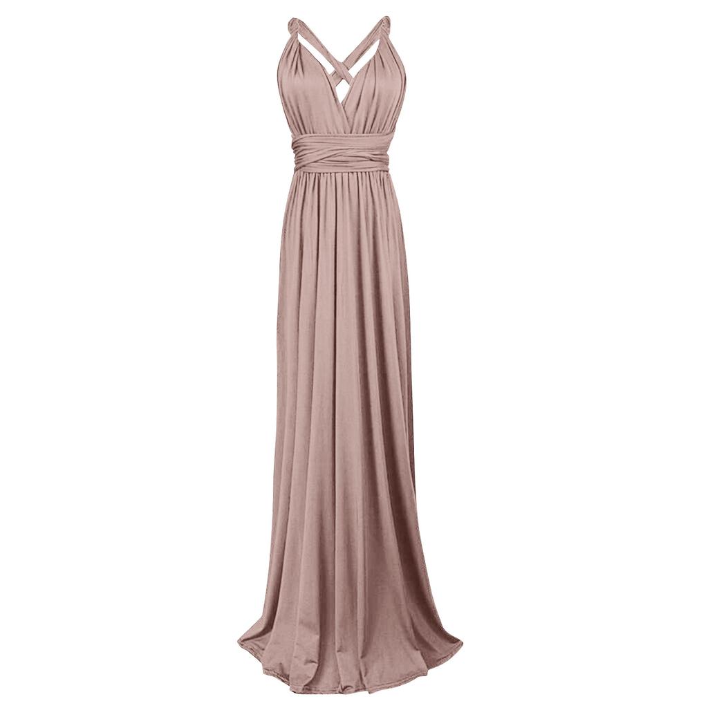 Women's Versatile Multi-Strap Cross-Back Sexy Bandage Dress Long Gown