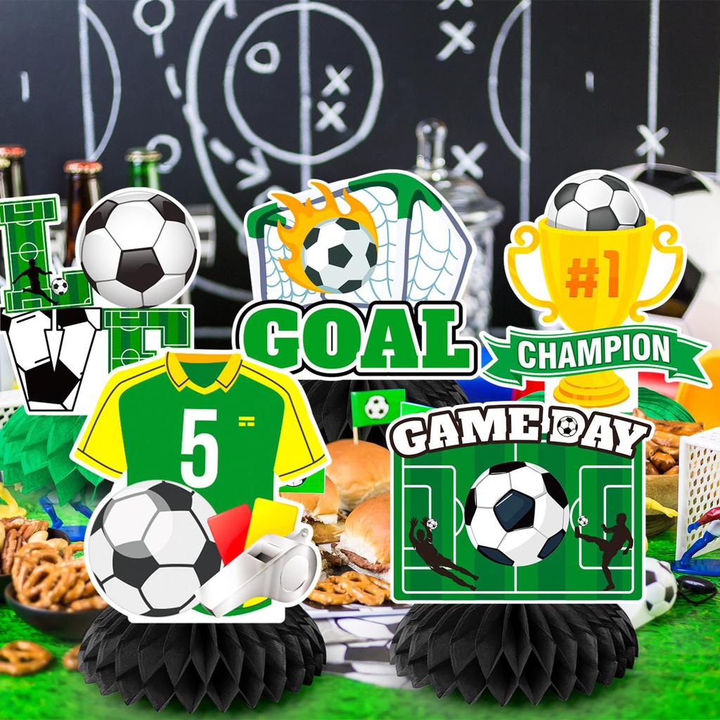 Soccer Honeycomb Centerpieces, 9 Pcs Soccer Ball Honeycomb Centerpiece 3D Centerpieces for Table for Soccer Birthday Party Decorations