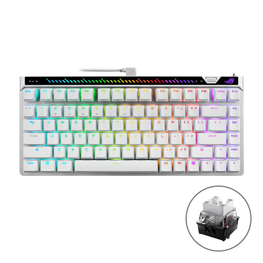 ASUS ROG Falchion Ace 75 HE Moonlight White Layout Gaming Keyboard ROG HFX V2X Magnetic Switches Rapid Triggers Up to 8000Hz USB Wired PBT Browser