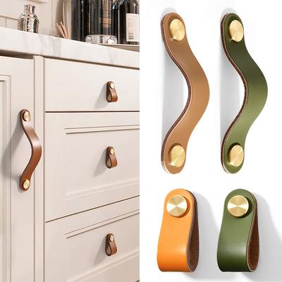 Kitchen Wardrobe Door Pulls Drawer Pull Knobs Leather Door Handles Furniture Handle Cabinet Handle