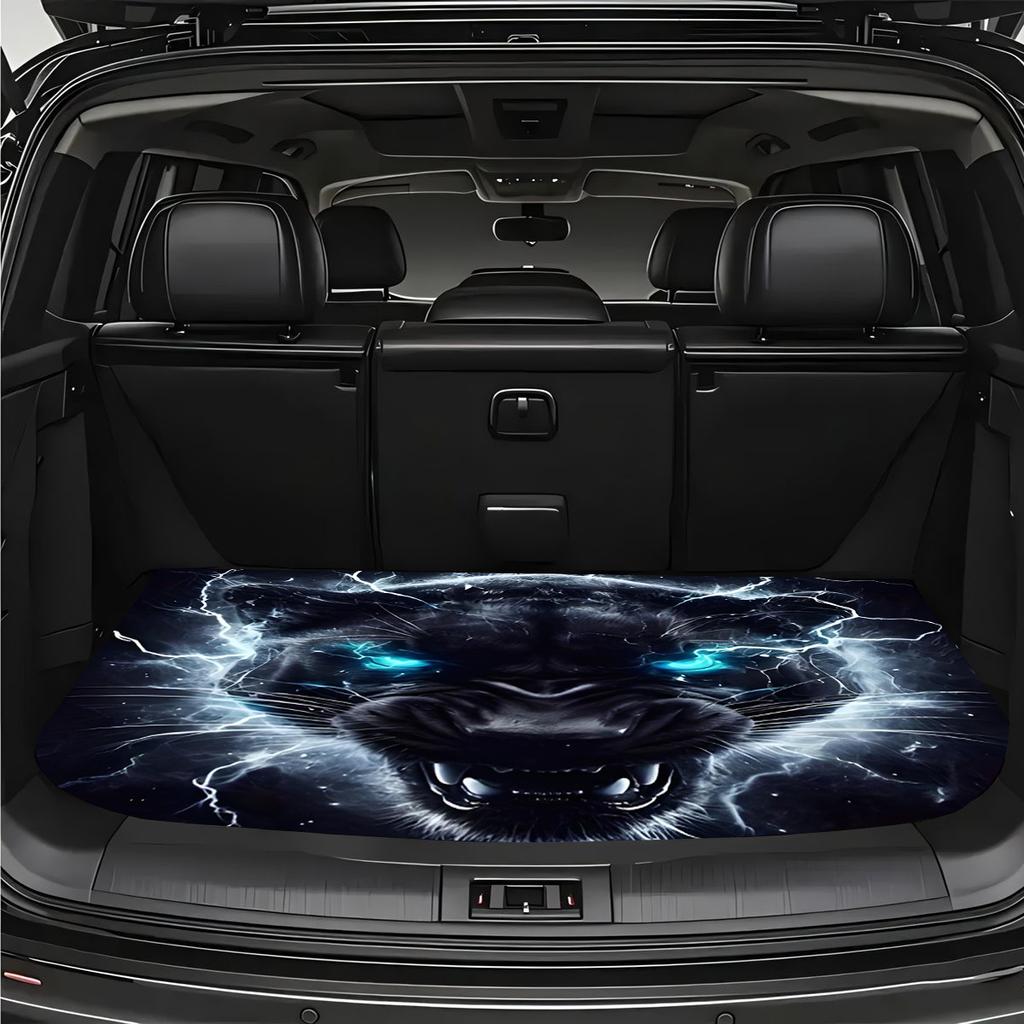 1Pcs Lightning Black Panther Car Trunk Mat with Anti Slip Cargo Liner Waterproof Rear Storage Protector Floor Mat for SUV Sedan