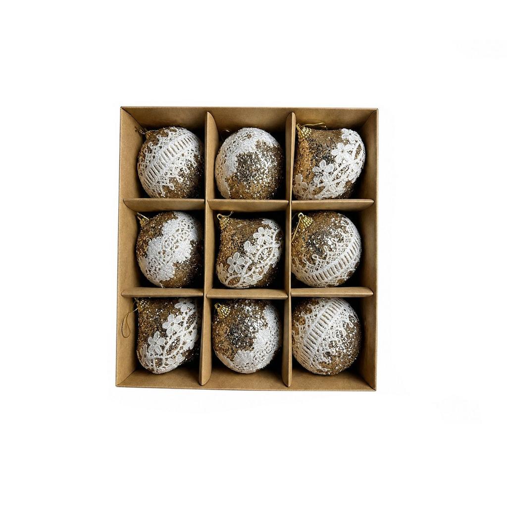 Weihnachtskugel-Schmuck-Set Baumdekorationen mit Spitze Glitzer Pailletten unregelmäßig geformte Kugeln für Weihnachtsbaum Feiertagsparty Dekoration
