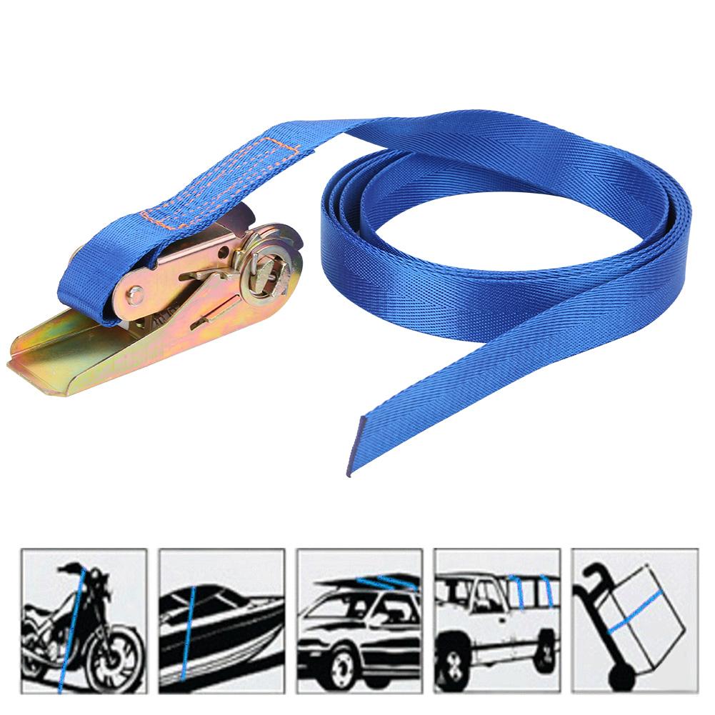 Heavy Duty TieDown Cargoes Strap Car Tension Motorcycle Bike Lashing Rope Ratchet Belt