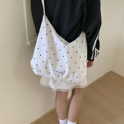 2025 Summer New Bag Commuting Large Capacity Shoulder Foreign Style Fashion Korean Version Polka Dot Casual Pleated Tote Bag
