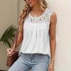 2025 Women's Plus Size Sleeveless Lace Pleated Blouse with Waist Cinching