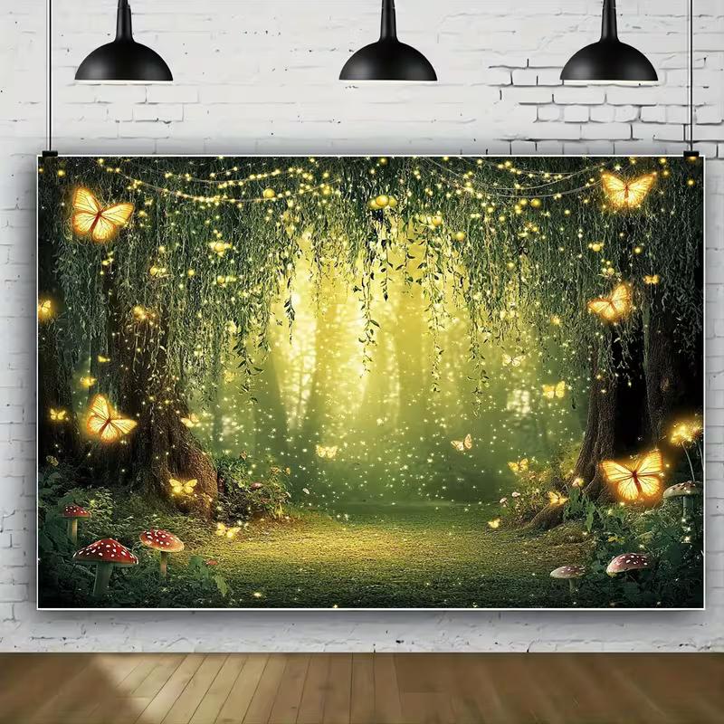 2D Волшебный Светящийся Лес Тканевый Фон 2D Печать Зеленый Лесной Декор Гостиной 47.2x31.5inch/120*80cm