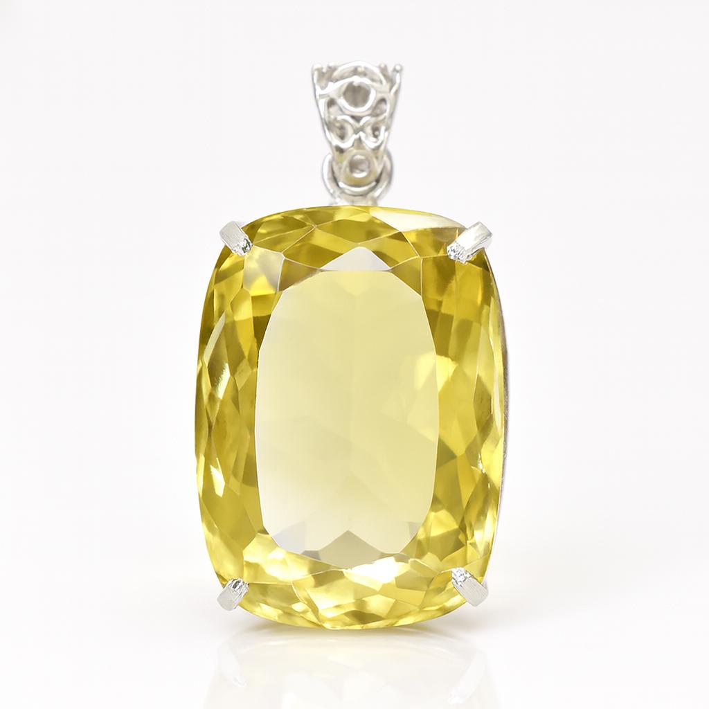 Naturlig Gul Safir 104 ct Kuddslipad 925 Sterling Silver Hänge Ädelstenar För Gåva AI-67-NS