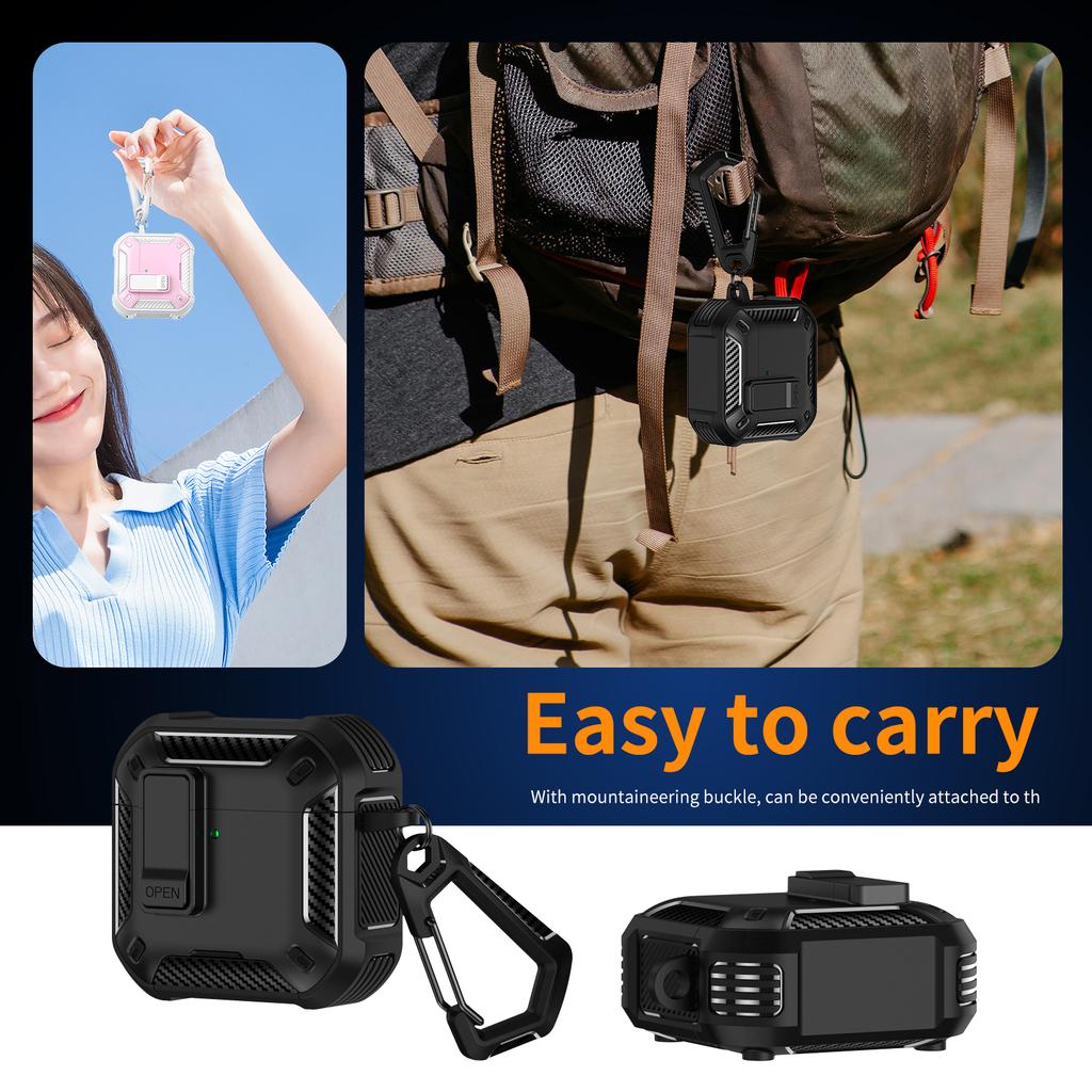 For AirPods 4 Case Compatible with MagSafe TPU PC Earbuds Cover with Carabiner/Stand