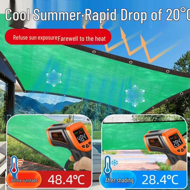 Enhanced Outdoor Sunshade Net: Durable, Heat-Insulating, UV-Protective, Anti-Aging Green Mesh for Balconies and Courtyards.