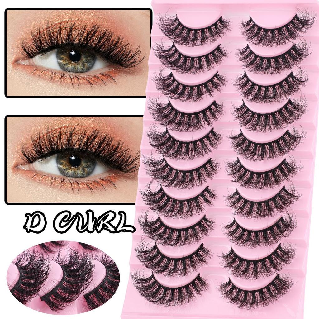 10 Pairs Of Thick Curled False Eyelashes, Lengthened End Of Eyes To Simulate Daily Eyelashes