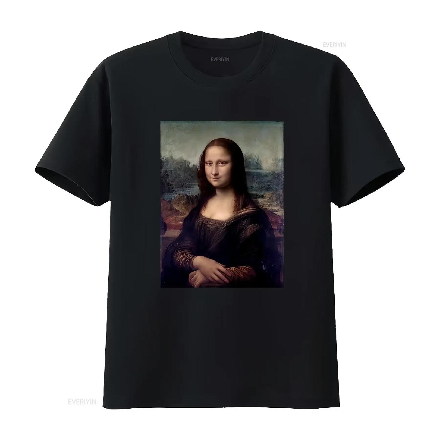 Футболка с Моной Лизой Да Винчи Иконический Ренессансный Арт Принт Идеально для Любителей Поклонников Вневременной Красоты винтажная Стиранная Растянутая S
