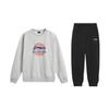 Letter Pattern Comfortable Loose Simple Round Neck Pullover Long Sleeve Elastic Waist Long Pants Casual Sports Suit AWDV247-4+AKLSG35-1