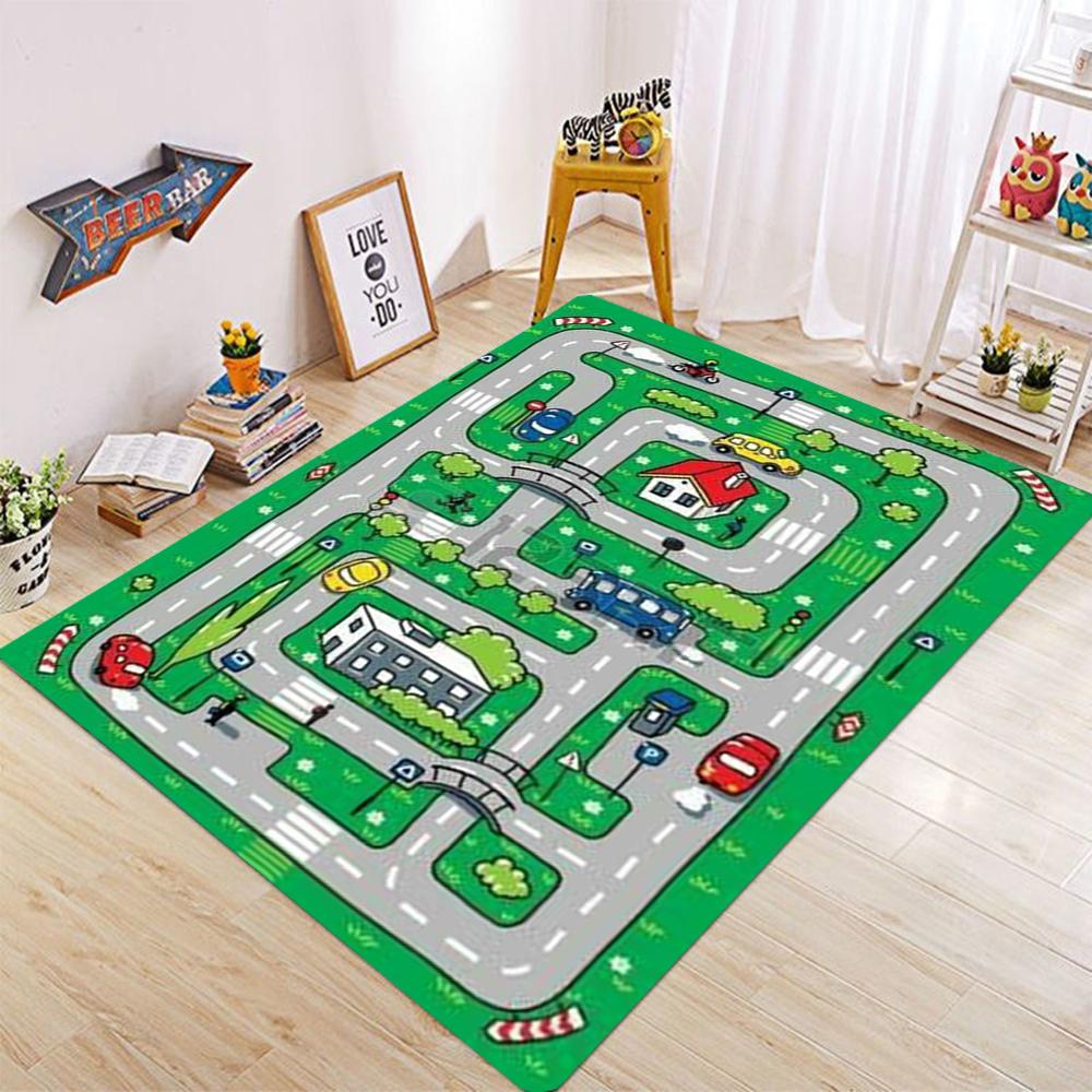 Children’s Educational City Life Playmat Rug Road Traffic System Carpet for Bedroom Playroom Fun Learning Floor Mat Safe Kids