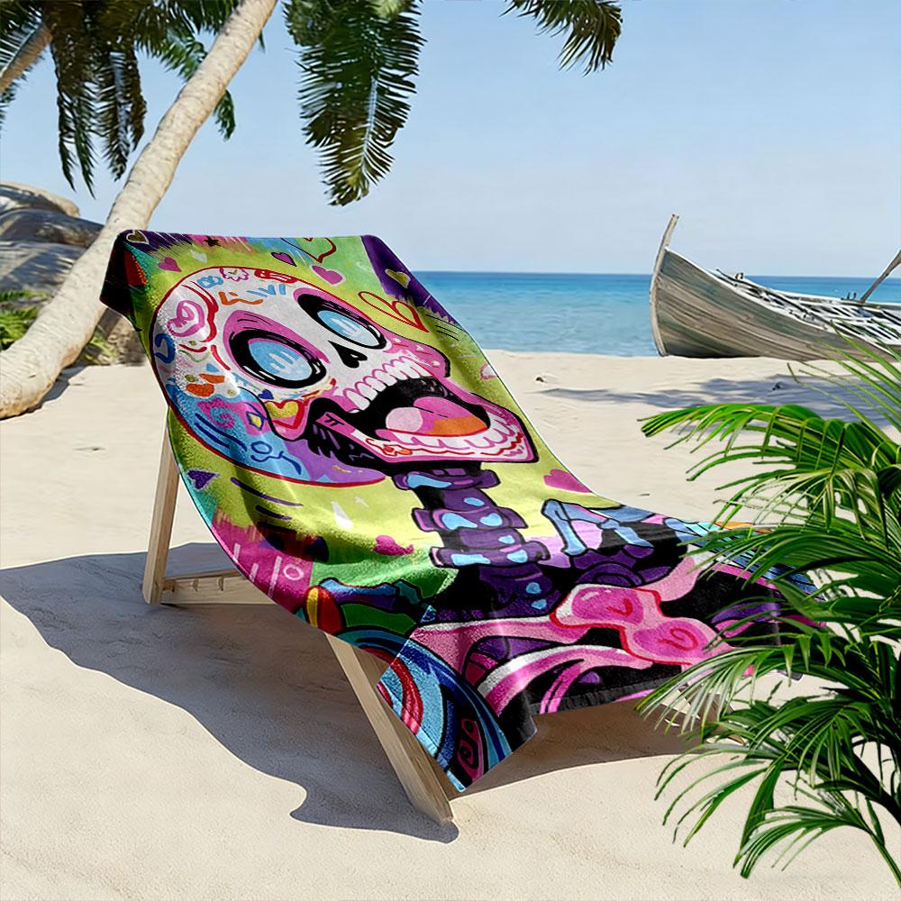 Vivid skeletal fiesta Print beach towel, quick drying, suitable for travel, outdoor sports, jogging, the beach and swimming, gift