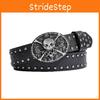 Punk Skull Leather Belt Men Rivet Design With Alloy Buckle For Hip Hop Style