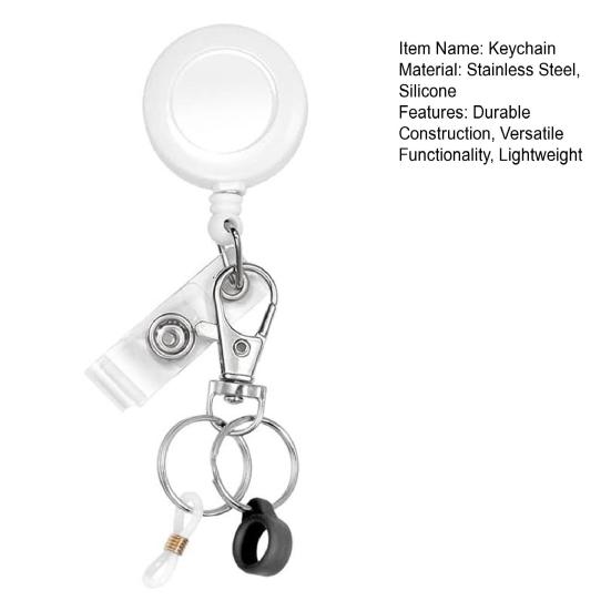Schlüsselanhänger Dehnbarer Flexibler Schlüsselring mit Karabinerverschluss Stifthalter Leicht Kompakt Edelstahl Silikon Schlüsselkette