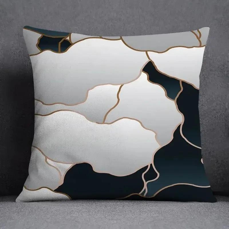 Moderne Luxe Zwart Goud Geometrische Lijn Kussensloop Perzik Huid Vierkante Sierkussenhoes Voor Bank Woonkamer Huisdecoratie 40X40