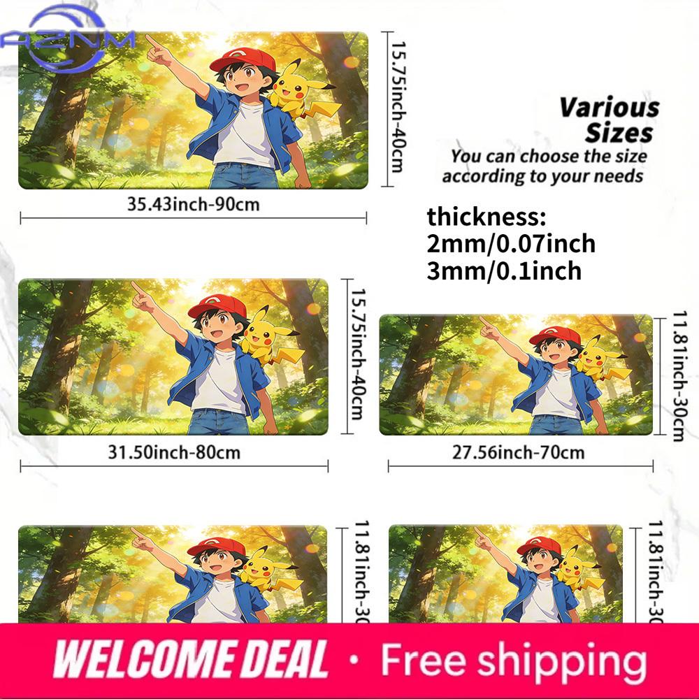 Ash Pikachu Pointing Forest Gaming Desk Mat NonSlip Washable Mouse Pad 30x80x0.2cm