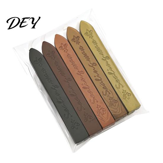 Wax Seal Beads for Invitations 5PCS Sealing Sticks, with Wicks, Classic Color Retro Letters Strips, Envelope And Vintage Craft Decor Stamp Supplies