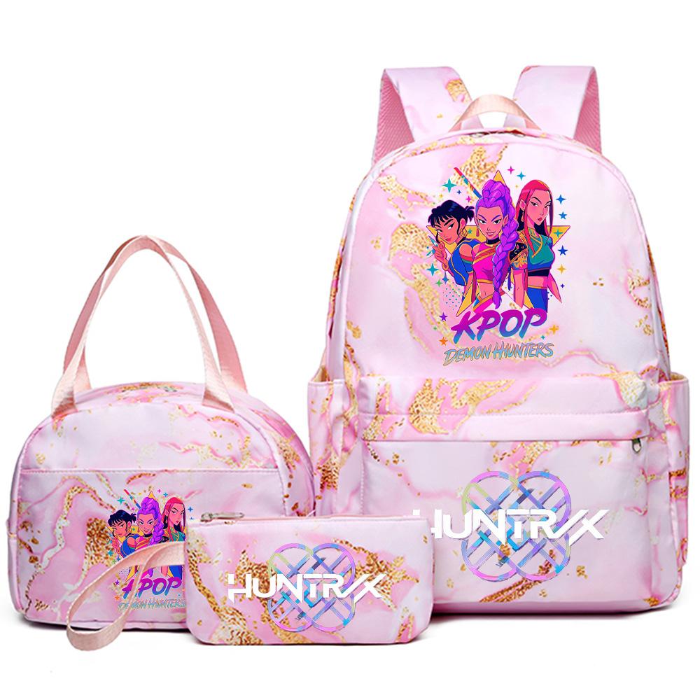 3 szt./zestaw Plecak z nadrukiem Anime Kpop z torebką i piórnikiem dla nastolatka, studenta, dziewczyny, chłopca, wodoodporna torba podróżna Mochila