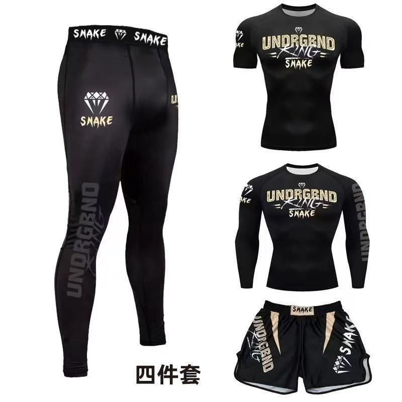 MMA Boxing Training Suit Set Men Women Lightweight Spandex Gym Fighting Wear With Short Sleeve Top Pants