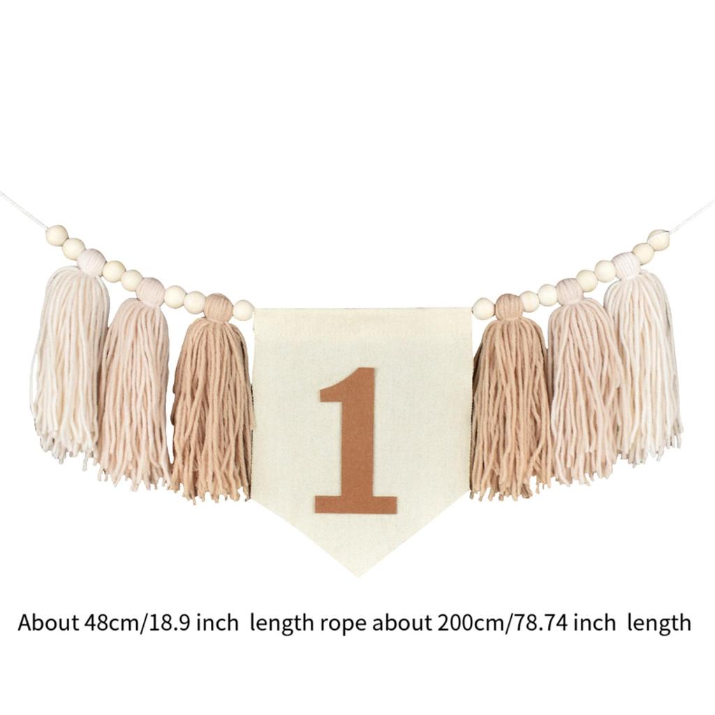 Boho 1st Birthday Party Decoration Banner Photo Prop for Girl Baby Shower Pink Wall Hangings Decorative for Kids Bedroom Gift