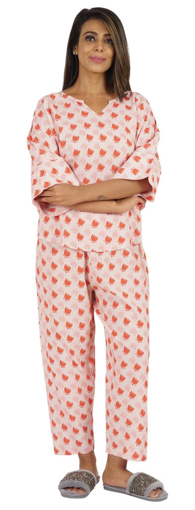 Phagun Women Loungewear 2Pcs Pajama Set Sleepwear Top & Pajama Asian