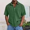 Men's Casual Short-Sleeve Shirt - Collared Button-Down Solid Color, Breathable & Versatile Stylish Top