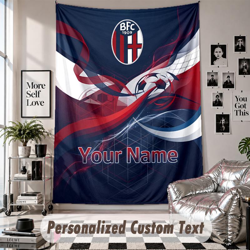 Custom Tapestry Wall Hanging, Bologna FC Personalized Name Text Home Wall Decor