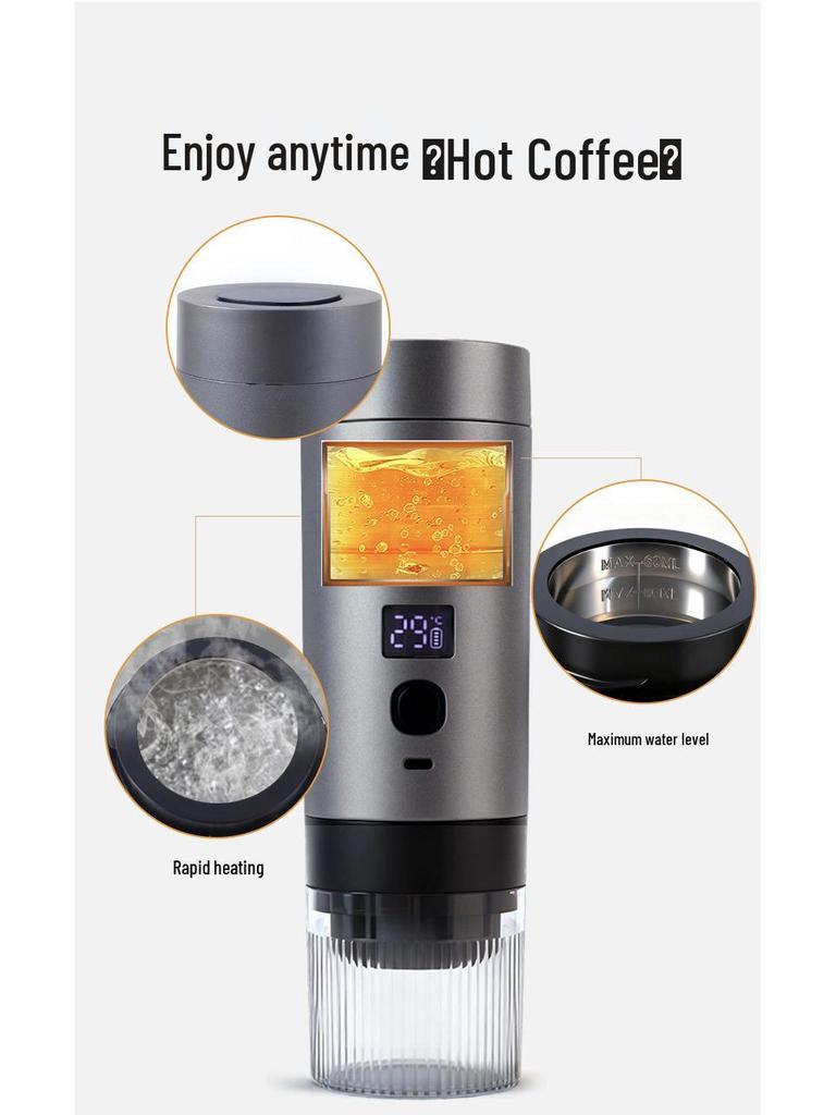 Rechargeable Portable Electric Coffee Maker - Automatic Pump & Heating for Outdoor Use with Capsules