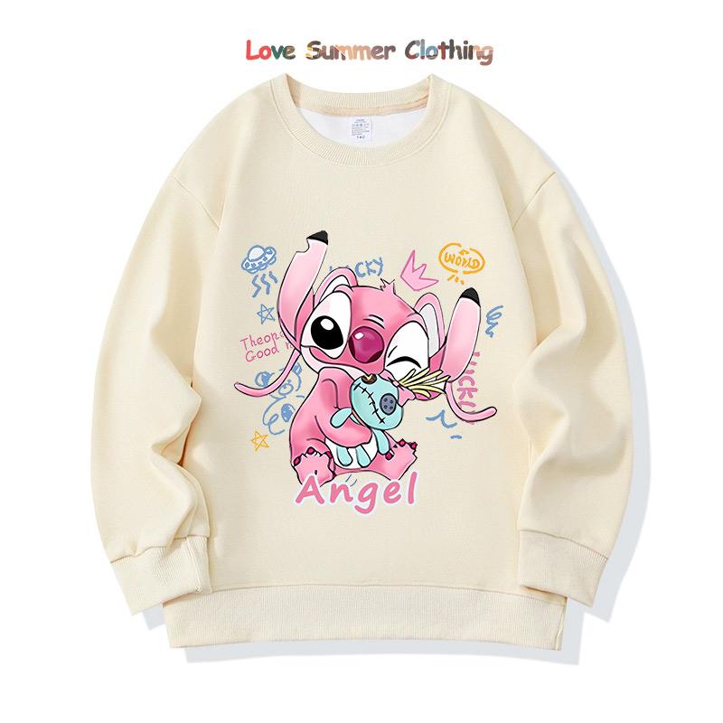 stitch Kids Hooded Sweatshirt Ages 4-14 angel HD Print Boys Pullover Girls Fall Hoodie Long Sleeve New Arrivals for Autumn