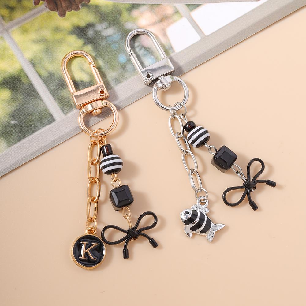 Pretty Bowknot Keychain Women Girls Beads Key Ring Pendants for Handbag Decor DIY Key Chain Jewelry Gift