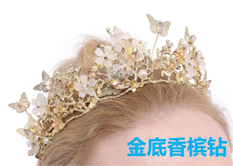 Barock Perle Strass Krone Blume Schmetterling Prinzessin Diadem Stirnband Haarschmuck Damen Braut Hochzeit Haarschmuck Schmuck